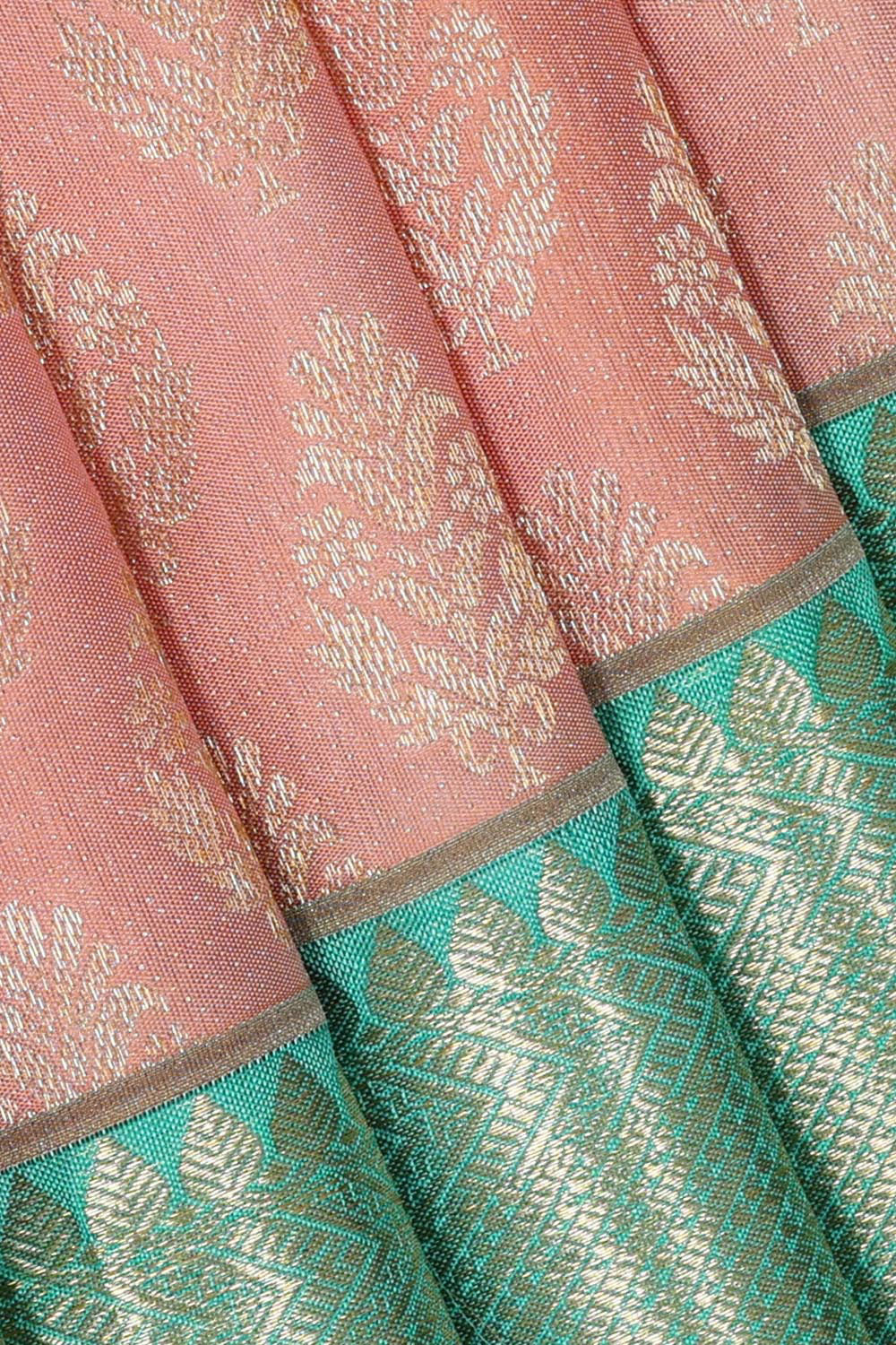 Image of Kanchipattu Peach Brocade Saree